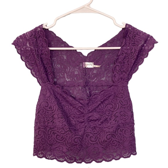 SOLD Free People Chase Me Women's Lace Brami Crop Top in Purple - Picture 2 of 6